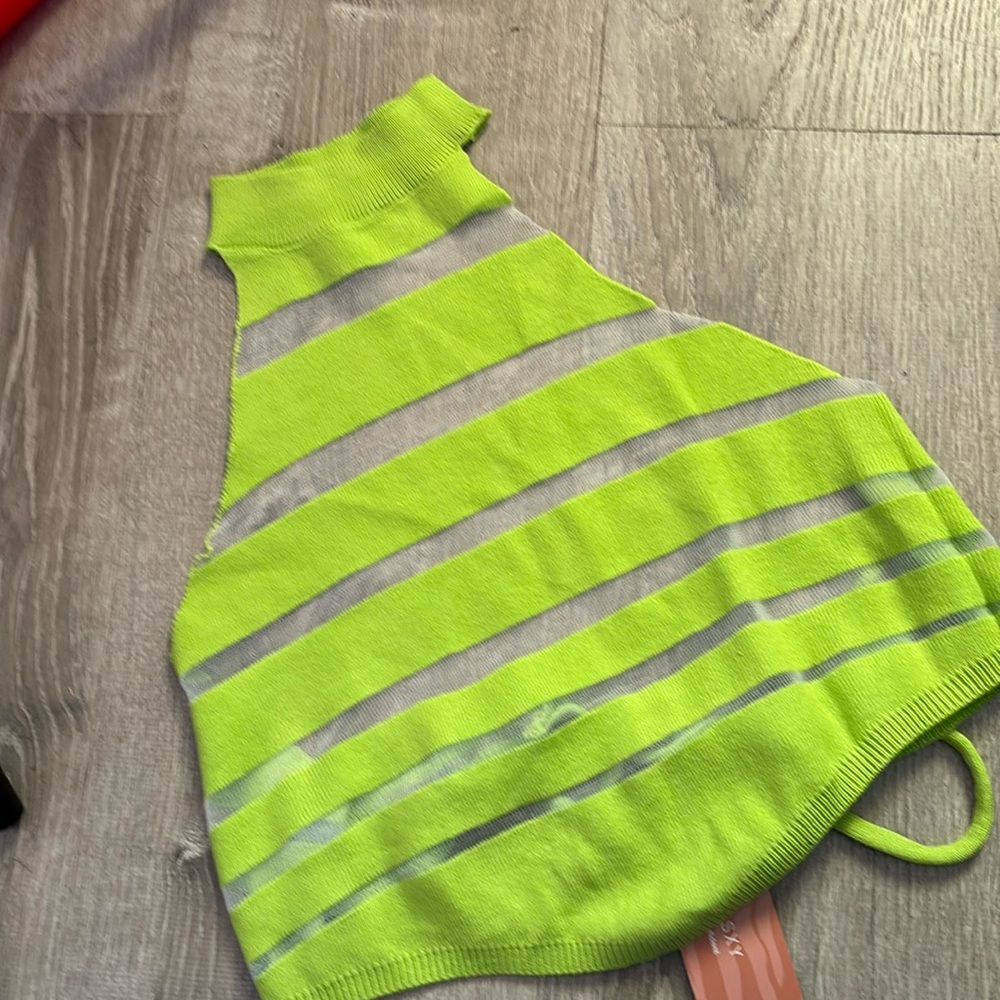 SXY green and sheer halter top
